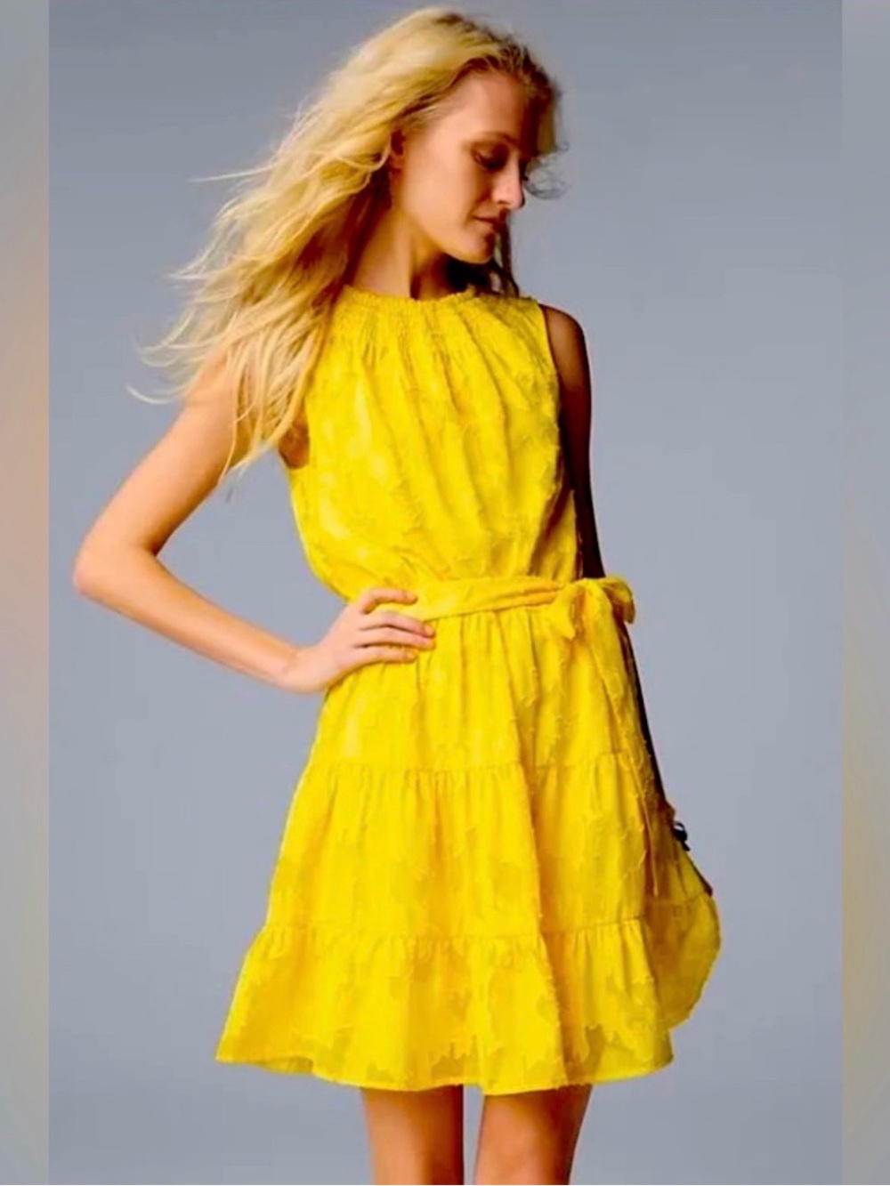 Simply Vera Vera Wang Bright Yellow Tiered Sleeveless Dress